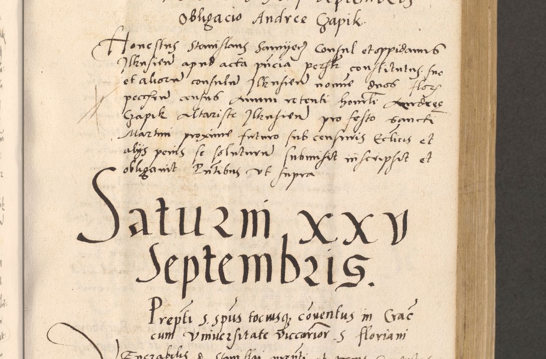 Zdjęcie nr 233 dla obiektu archiwalnego: Acta actorum, sententiarum diffinitivarum coram reverendo domino Petro Miscowski canonico et in spiritualibus vicario generali Cracoviensi ad annum Domini Mᵐᵘᵐ DXLVIᵗᵘᵐ, cuius indictio est quarta, pontificatus sanctissimi in Christo patris et domini nostri domini Pauli divina providencia pape tercii, a die tercia mensis Novembris, annus duodecimus (sic!) feliciter continuantur