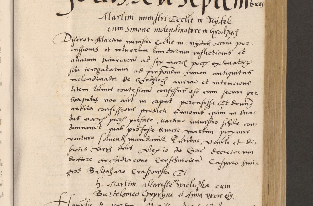 Zdjęcie nr 221 dla obiektu archiwalnego: Acta actorum, sententiarum diffinitivarum coram reverendo domino Petro Miscowski canonico et in spiritualibus vicario generali Cracoviensi ad annum Domini Mᵐᵘᵐ DXLVIᵗᵘᵐ, cuius indictio est quarta, pontificatus sanctissimi in Christo patris et domini nostri domini Pauli divina providencia pape tercii, a die tercia mensis Novembris, annus duodecimus (sic!) feliciter continuantur