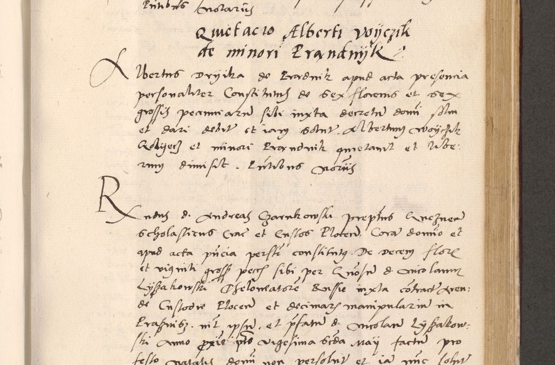 Zdjęcie nr 593 dla obiektu archiwalnego: Acta actorum, sententiarum diffinitivarum coram reverendo domino Petro Miscowski canonico et in spiritualibus vicario generali Cracoviensi ad annum Domini Mᵐᵘᵐ DXLVIᵗᵘᵐ, cuius indictio est quarta, pontificatus sanctissimi in Christo patris et domini nostri domini Pauli divina providencia pape tercii, a die tercia mensis Novembris, annus duodecimus (sic!) feliciter continuantur