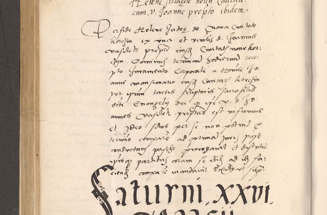 Zdjęcie nr 550 dla obiektu archiwalnego: Acta actorum, sententiarum diffinitivarum coram reverendo domino Petro Miscowski canonico et in spiritualibus vicario generali Cracoviensi ad annum Domini Mᵐᵘᵐ DXLVIᵗᵘᵐ, cuius indictio est quarta, pontificatus sanctissimi in Christo patris et domini nostri domini Pauli divina providencia pape tercii, a die tercia mensis Novembris, annus duodecimus (sic!) feliciter continuantur