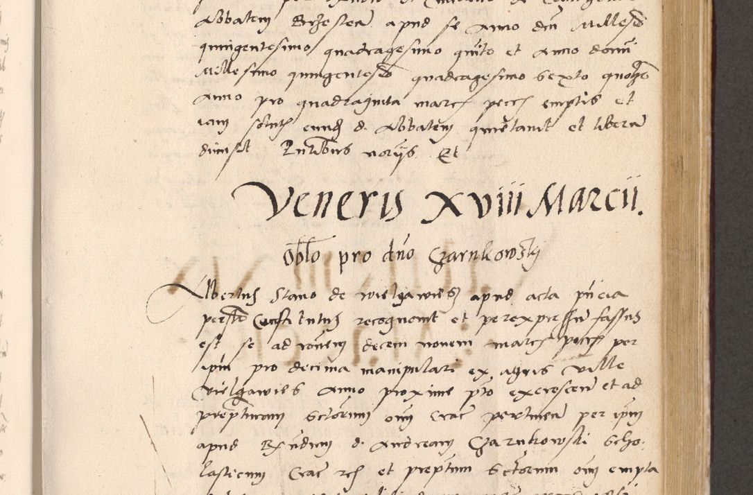 Zdjęcie nr 527 dla obiektu archiwalnego: Acta actorum, sententiarum diffinitivarum coram reverendo domino Petro Miscowski canonico et in spiritualibus vicario generali Cracoviensi ad annum Domini Mᵐᵘᵐ DXLVIᵗᵘᵐ, cuius indictio est quarta, pontificatus sanctissimi in Christo patris et domini nostri domini Pauli divina providencia pape tercii, a die tercia mensis Novembris, annus duodecimus (sic!) feliciter continuantur