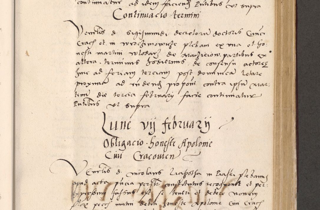 Zdjęcie nr 455 dla obiektu archiwalnego: Acta actorum, sententiarum diffinitivarum coram reverendo domino Petro Miscowski canonico et in spiritualibus vicario generali Cracoviensi ad annum Domini Mᵐᵘᵐ DXLVIᵗᵘᵐ, cuius indictio est quarta, pontificatus sanctissimi in Christo patris et domini nostri domini Pauli divina providencia pape tercii, a die tercia mensis Novembris, annus duodecimus (sic!) feliciter continuantur