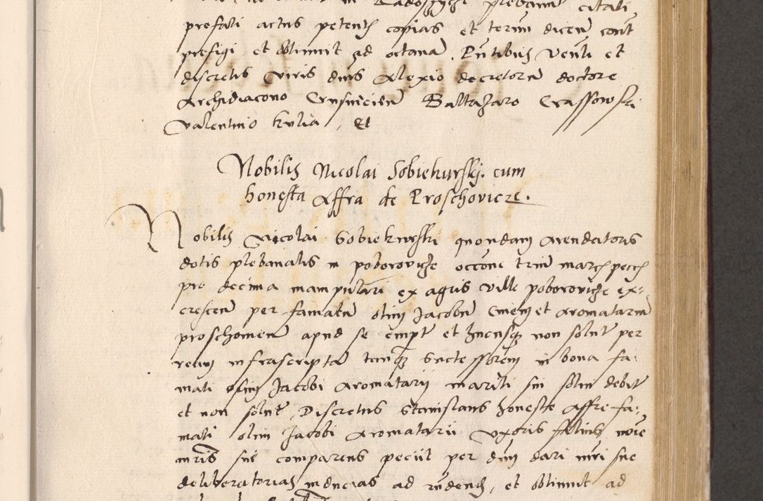 Zdjęcie nr 449 dla obiektu archiwalnego: Acta actorum, sententiarum diffinitivarum coram reverendo domino Petro Miscowski canonico et in spiritualibus vicario generali Cracoviensi ad annum Domini Mᵐᵘᵐ DXLVIᵗᵘᵐ, cuius indictio est quarta, pontificatus sanctissimi in Christo patris et domini nostri domini Pauli divina providencia pape tercii, a die tercia mensis Novembris, annus duodecimus (sic!) feliciter continuantur