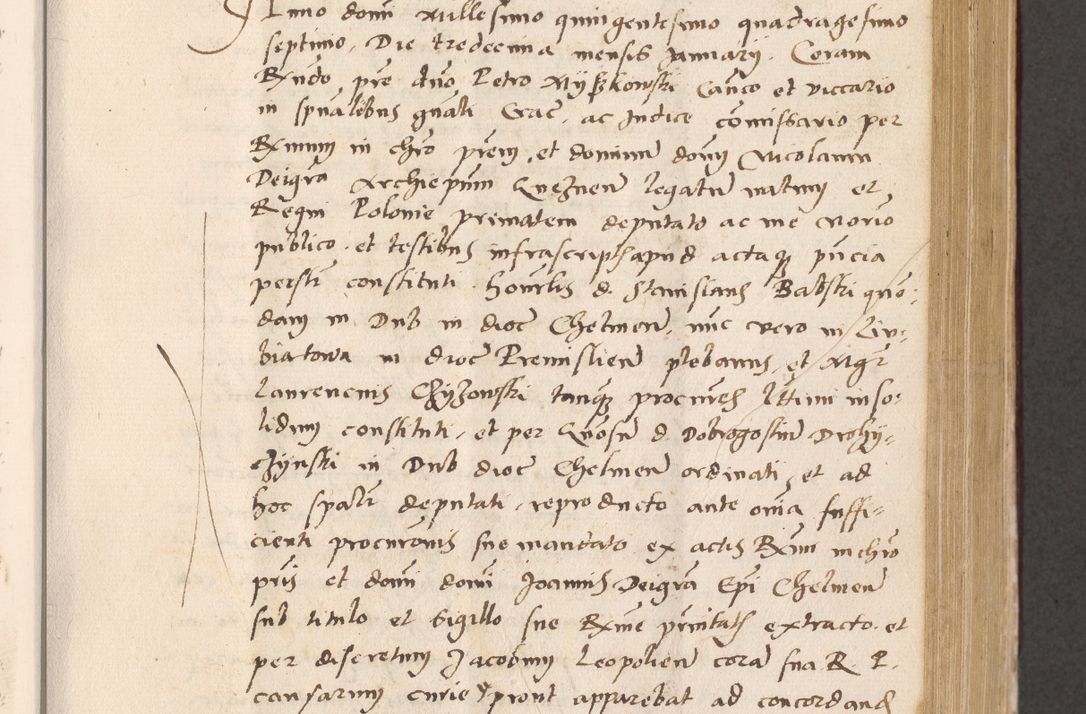 Zdjęcie nr 415 dla obiektu archiwalnego: Acta actorum, sententiarum diffinitivarum coram reverendo domino Petro Miscowski canonico et in spiritualibus vicario generali Cracoviensi ad annum Domini Mᵐᵘᵐ DXLVIᵗᵘᵐ, cuius indictio est quarta, pontificatus sanctissimi in Christo patris et domini nostri domini Pauli divina providencia pape tercii, a die tercia mensis Novembris, annus duodecimus (sic!) feliciter continuantur