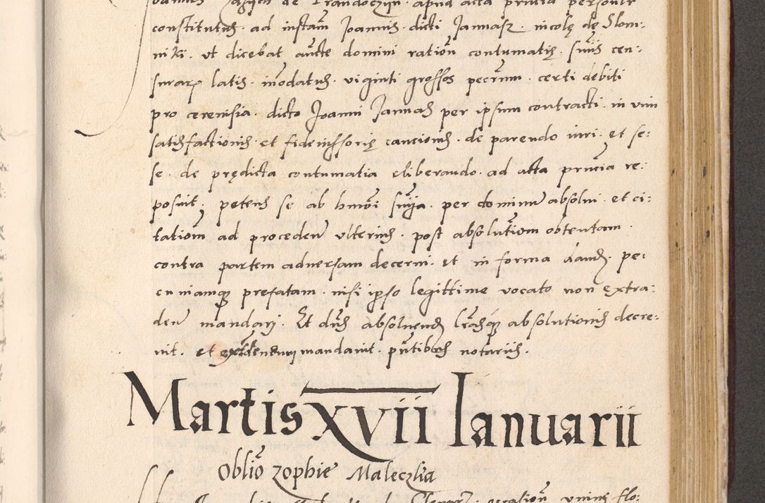 Zdjęcie nr 769 dla obiektu archiwalnego: Acta actorum, sententiarum diffinitivarum coram reverendo domino Petro Miscowski canonico et in spiritualibus vicario generali Cracoviensi ad annum Domini Mᵐᵘᵐ DXLVIᵗᵘᵐ, cuius indictio est quarta, pontificatus sanctissimi in Christo patris et domini nostri domini Pauli divina providencia pape tercii, a die tercia mensis Novembris, annus duodecimus (sic!) feliciter continuantur