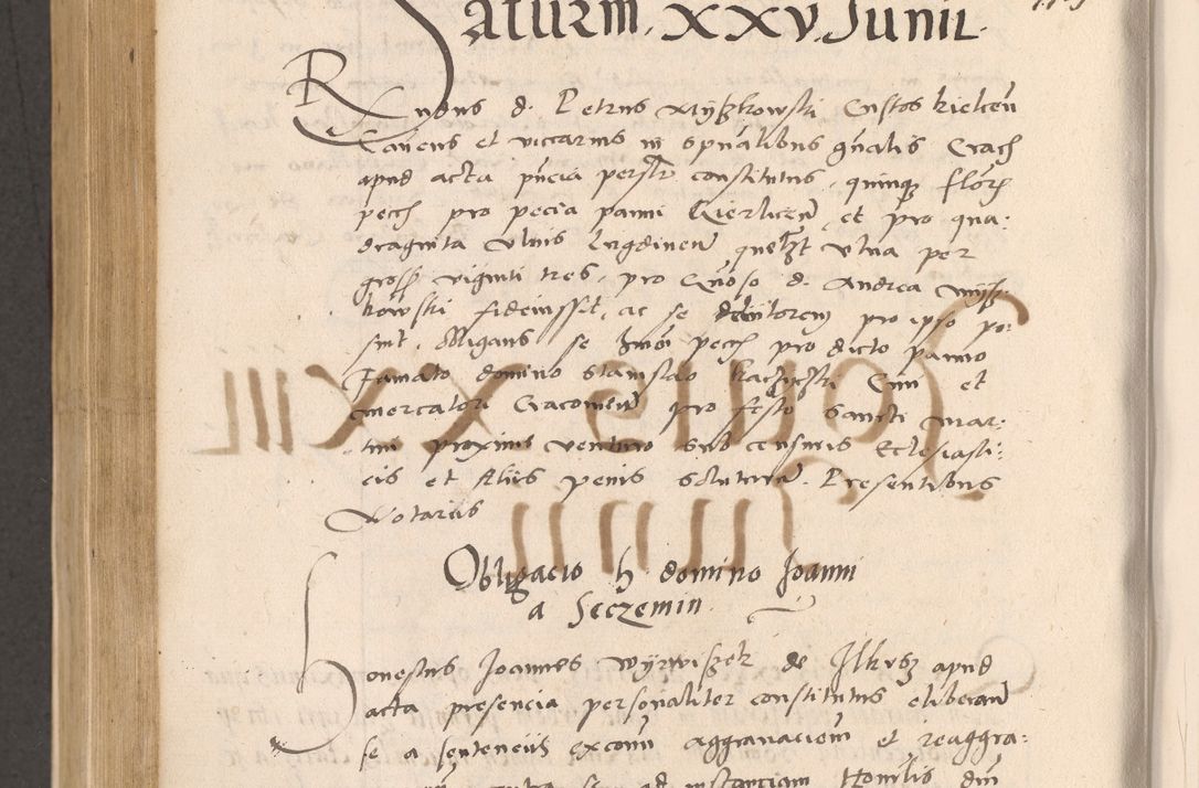 Zdjęcie nr 738 dla obiektu archiwalnego: Acta actorum, sententiarum diffinitivarum coram reverendo domino Petro Miscowski canonico et in spiritualibus vicario generali Cracoviensi ad annum Domini Mᵐᵘᵐ DXLVIᵗᵘᵐ, cuius indictio est quarta, pontificatus sanctissimi in Christo patris et domini nostri domini Pauli divina providencia pape tercii, a die tercia mensis Novembris, annus duodecimus (sic!) feliciter continuantur