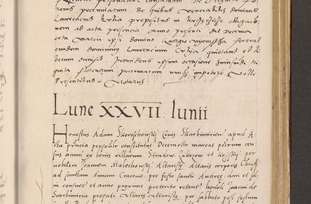 Zdjęcie nr 739 dla obiektu archiwalnego: Acta actorum, sententiarum diffinitivarum coram reverendo domino Petro Miscowski canonico et in spiritualibus vicario generali Cracoviensi ad annum Domini Mᵐᵘᵐ DXLVIᵗᵘᵐ, cuius indictio est quarta, pontificatus sanctissimi in Christo patris et domini nostri domini Pauli divina providencia pape tercii, a die tercia mensis Novembris, annus duodecimus (sic!) feliciter continuantur