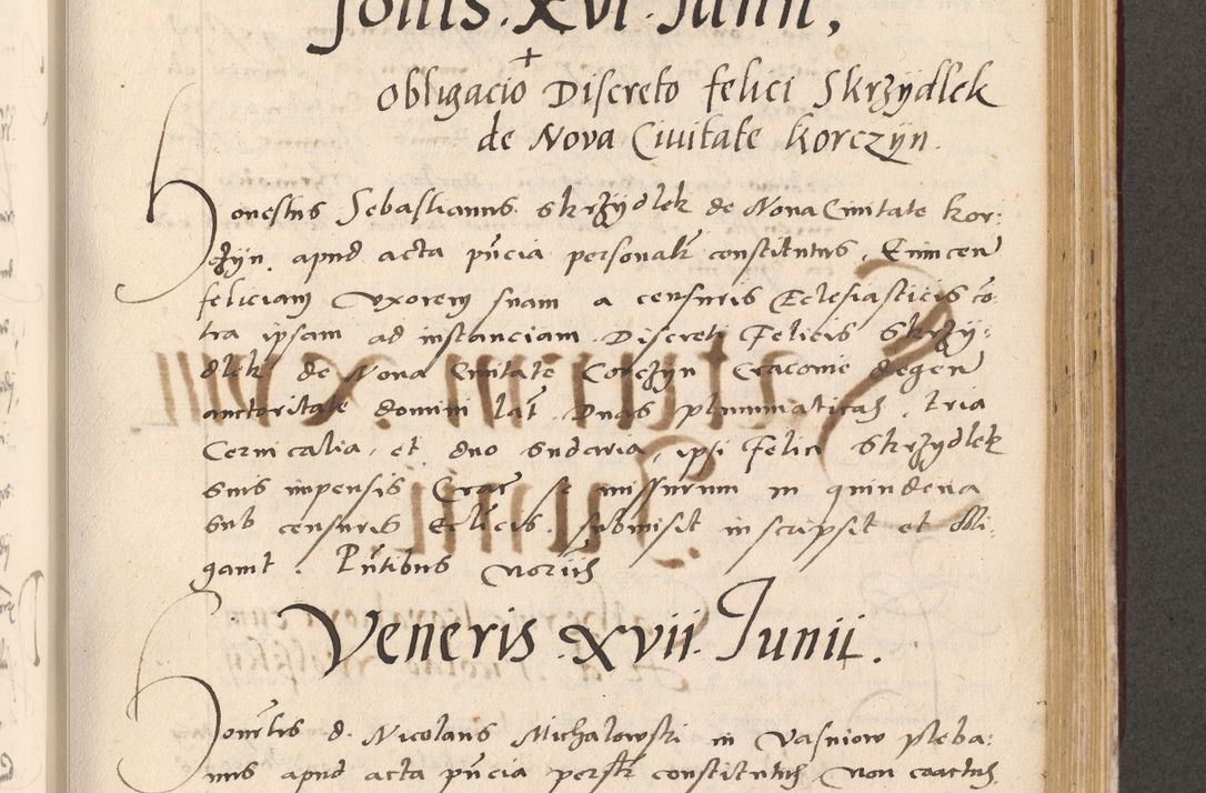 Zdjęcie nr 727 dla obiektu archiwalnego: Acta actorum, sententiarum diffinitivarum coram reverendo domino Petro Miscowski canonico et in spiritualibus vicario generali Cracoviensi ad annum Domini Mᵐᵘᵐ DXLVIᵗᵘᵐ, cuius indictio est quarta, pontificatus sanctissimi in Christo patris et domini nostri domini Pauli divina providencia pape tercii, a die tercia mensis Novembris, annus duodecimus (sic!) feliciter continuantur