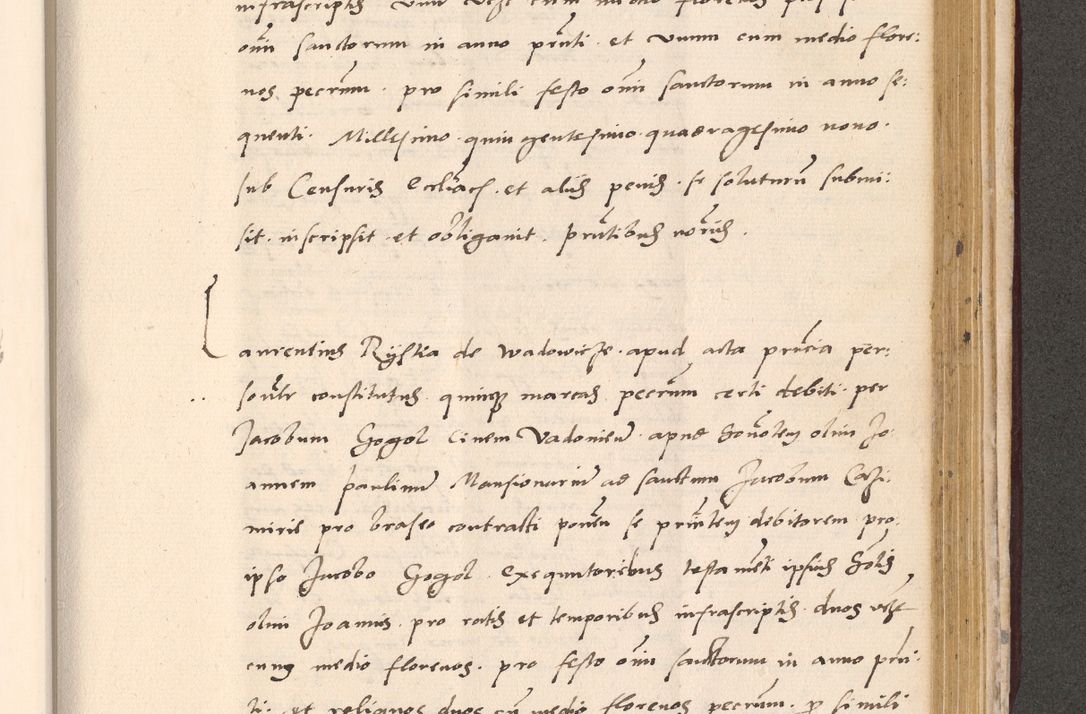 Zdjęcie nr 885 dla obiektu archiwalnego: Acta actorum, sententiarum diffinitivarum coram reverendo domino Petro Miscowski canonico et in spiritualibus vicario generali Cracoviensi ad annum Domini Mᵐᵘᵐ DXLVIᵗᵘᵐ, cuius indictio est quarta, pontificatus sanctissimi in Christo patris et domini nostri domini Pauli divina providencia pape tercii, a die tercia mensis Novembris, annus duodecimus (sic!) feliciter continuantur
