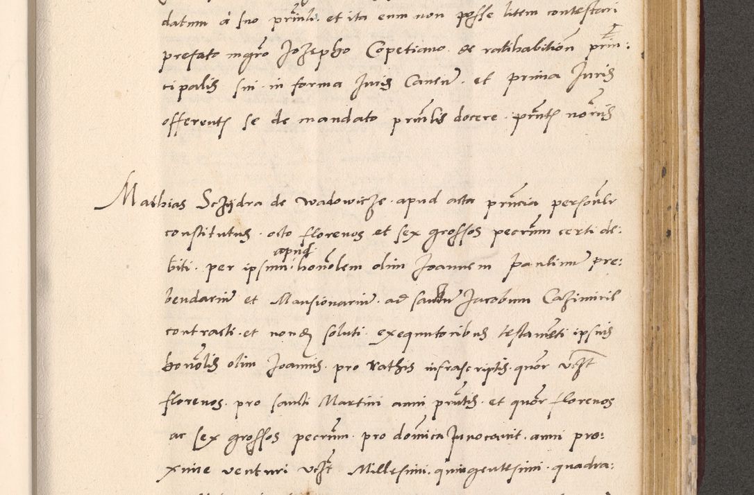 Zdjęcie nr 875 dla obiektu archiwalnego: Acta actorum, sententiarum diffinitivarum coram reverendo domino Petro Miscowski canonico et in spiritualibus vicario generali Cracoviensi ad annum Domini Mᵐᵘᵐ DXLVIᵗᵘᵐ, cuius indictio est quarta, pontificatus sanctissimi in Christo patris et domini nostri domini Pauli divina providencia pape tercii, a die tercia mensis Novembris, annus duodecimus (sic!) feliciter continuantur