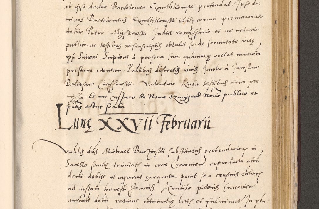 Zdjęcie nr 849 dla obiektu archiwalnego: Acta actorum, sententiarum diffinitivarum coram reverendo domino Petro Miscowski canonico et in spiritualibus vicario generali Cracoviensi ad annum Domini Mᵐᵘᵐ DXLVIᵗᵘᵐ, cuius indictio est quarta, pontificatus sanctissimi in Christo patris et domini nostri domini Pauli divina providencia pape tercii, a die tercia mensis Novembris, annus duodecimus (sic!) feliciter continuantur