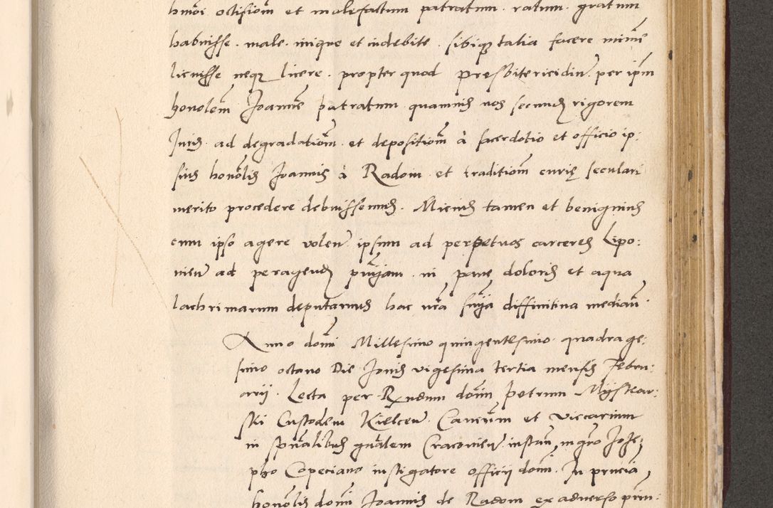 Zdjęcie nr 843 dla obiektu archiwalnego: Acta actorum, sententiarum diffinitivarum coram reverendo domino Petro Miscowski canonico et in spiritualibus vicario generali Cracoviensi ad annum Domini Mᵐᵘᵐ DXLVIᵗᵘᵐ, cuius indictio est quarta, pontificatus sanctissimi in Christo patris et domini nostri domini Pauli divina providencia pape tercii, a die tercia mensis Novembris, annus duodecimus (sic!) feliciter continuantur