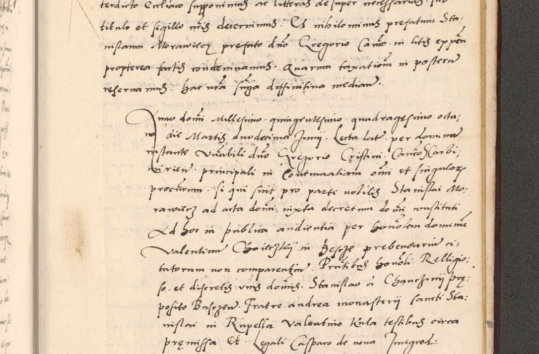 Zdjęcie nr 1081 dla obiektu archiwalnego: Acta actorum, sententiarum diffinitivarum coram reverendo domino Petro Miscowski canonico et in spiritualibus vicario generali Cracoviensi ad annum Domini Mᵐᵘᵐ DXLVIᵗᵘᵐ, cuius indictio est quarta, pontificatus sanctissimi in Christo patris et domini nostri domini Pauli divina providencia pape tercii, a die tercia mensis Novembris, annus duodecimus (sic!) feliciter continuantur