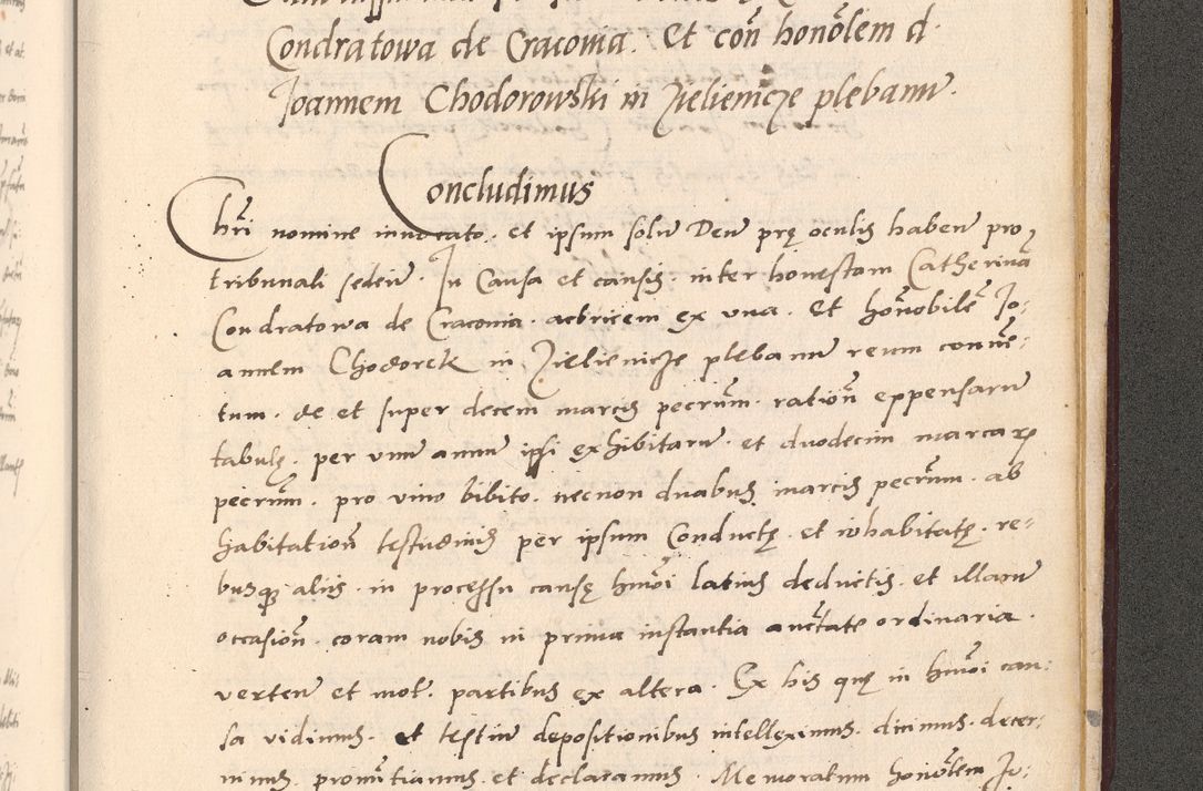 Zdjęcie nr 1061 dla obiektu archiwalnego: Acta actorum, sententiarum diffinitivarum coram reverendo domino Petro Miscowski canonico et in spiritualibus vicario generali Cracoviensi ad annum Domini Mᵐᵘᵐ DXLVIᵗᵘᵐ, cuius indictio est quarta, pontificatus sanctissimi in Christo patris et domini nostri domini Pauli divina providencia pape tercii, a die tercia mensis Novembris, annus duodecimus (sic!) feliciter continuantur