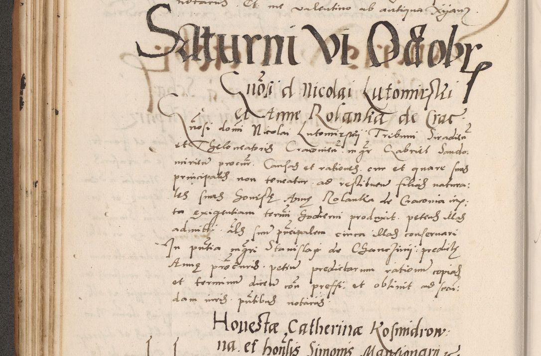 Zdjęcie nr 144 dla obiektu archiwalnego: Acta actorum causarum, sentenciarum tam diffinitivarum quam interlocutoriarum et obligacionum coram reverendo domino Petro Mischkowski custode Kielcensi, canonico vicarioque in spiritualibus generali Cracoviensi ad annum Domini millesimum quingentesimum octavum, cuius indicio est sexta, pontificatus sanctissimi in Christo patris et domini nostri domini Pauli divina providencia pape tercii feliciter moderni, anno coronacionis quarto decimo continuantur