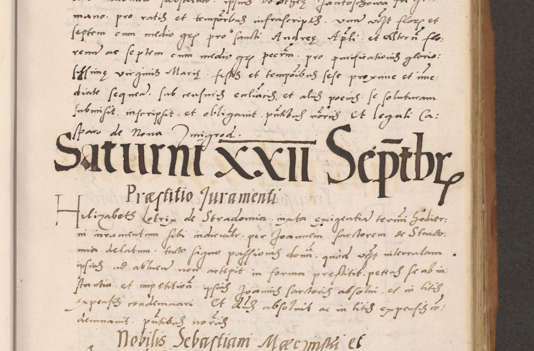 Zdjęcie nr 119 dla obiektu archiwalnego: Acta actorum causarum, sentenciarum tam diffinitivarum quam interlocutoriarum et obligacionum coram reverendo domino Petro Mischkowski custode Kielcensi, canonico vicarioque in spiritualibus generali Cracoviensi ad annum Domini millesimum quingentesimum octavum, cuius indicio est sexta, pontificatus sanctissimi in Christo patris et domini nostri domini Pauli divina providencia pape tercii feliciter moderni, anno coronacionis quarto decimo continuantur