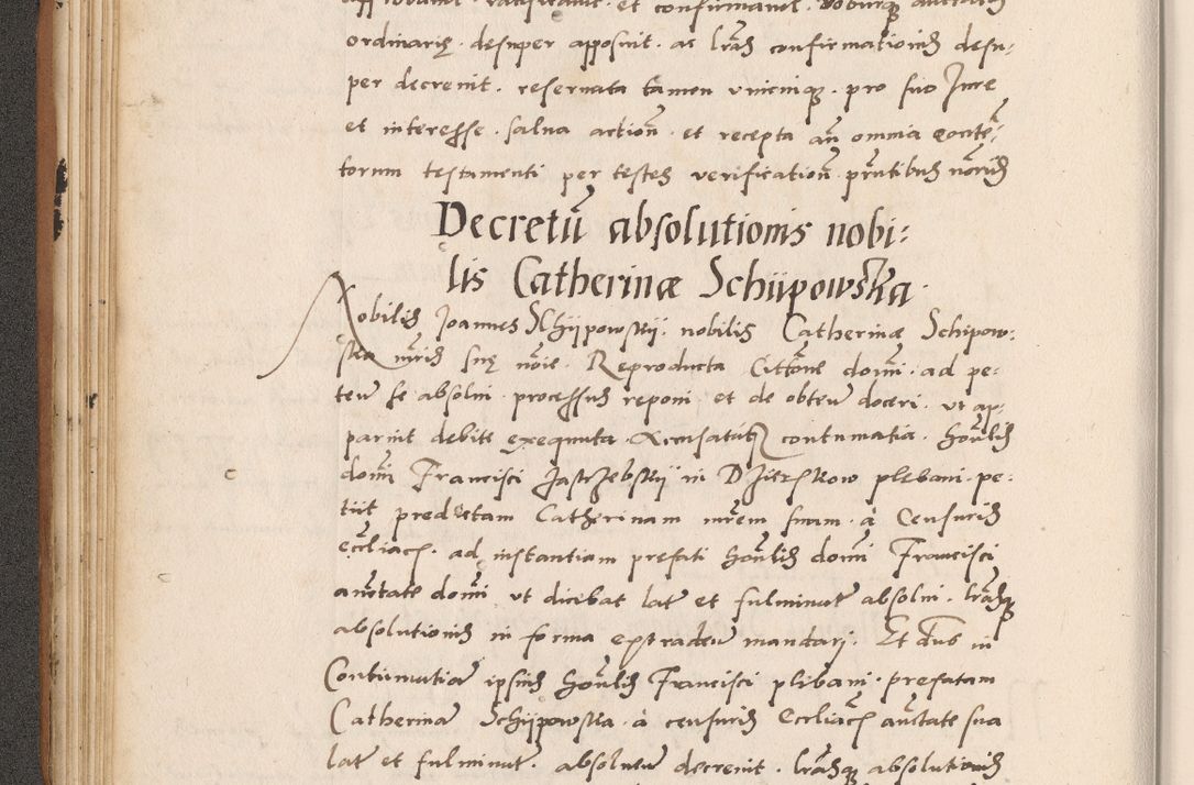 Zdjęcie nr 104 dla obiektu archiwalnego: Acta actorum causarum, sentenciarum tam diffinitivarum quam interlocutoriarum et obligacionum coram reverendo domino Petro Mischkowski custode Kielcensi, canonico vicarioque in spiritualibus generali Cracoviensi ad annum Domini millesimum quingentesimum octavum, cuius indicio est sexta, pontificatus sanctissimi in Christo patris et domini nostri domini Pauli divina providencia pape tercii feliciter moderni, anno coronacionis quarto decimo continuantur