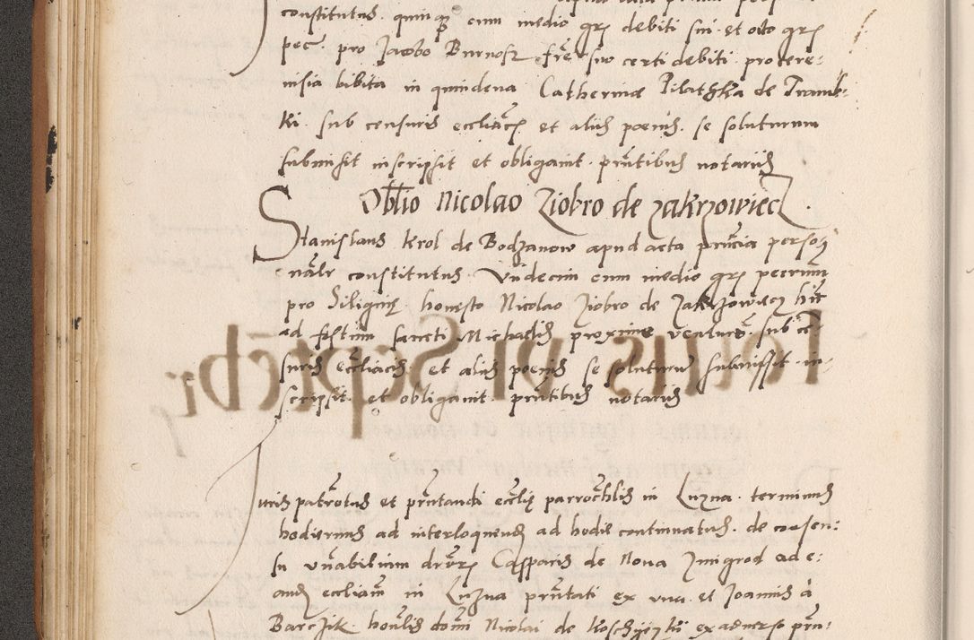 Zdjęcie nr 102 dla obiektu archiwalnego: Acta actorum causarum, sentenciarum tam diffinitivarum quam interlocutoriarum et obligacionum coram reverendo domino Petro Mischkowski custode Kielcensi, canonico vicarioque in spiritualibus generali Cracoviensi ad annum Domini millesimum quingentesimum octavum, cuius indicio est sexta, pontificatus sanctissimi in Christo patris et domini nostri domini Pauli divina providencia pape tercii feliciter moderni, anno coronacionis quarto decimo continuantur