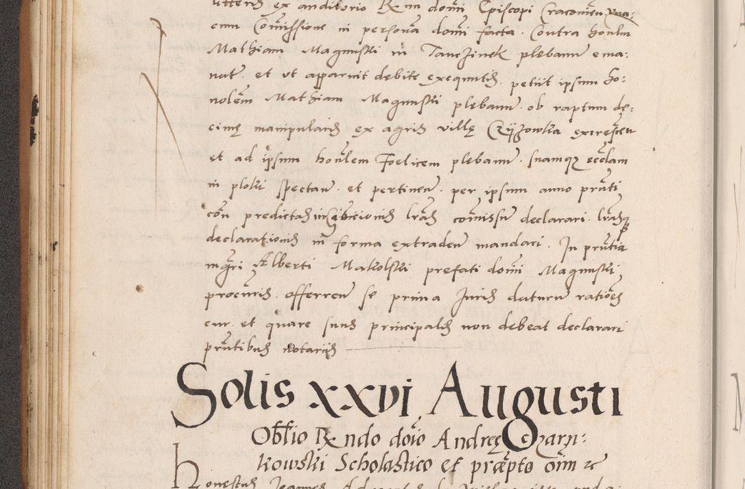 Zdjęcie nr 86 dla obiektu archiwalnego: Acta actorum causarum, sentenciarum tam diffinitivarum quam interlocutoriarum et obligacionum coram reverendo domino Petro Mischkowski custode Kielcensi, canonico vicarioque in spiritualibus generali Cracoviensi ad annum Domini millesimum quingentesimum octavum, cuius indicio est sexta, pontificatus sanctissimi in Christo patris et domini nostri domini Pauli divina providencia pape tercii feliciter moderni, anno coronacionis quarto decimo continuantur