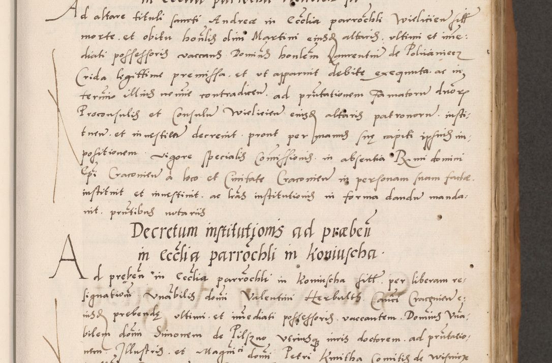 Zdjęcie nr 85 dla obiektu archiwalnego: Acta actorum causarum, sentenciarum tam diffinitivarum quam interlocutoriarum et obligacionum coram reverendo domino Petro Mischkowski custode Kielcensi, canonico vicarioque in spiritualibus generali Cracoviensi ad annum Domini millesimum quingentesimum octavum, cuius indicio est sexta, pontificatus sanctissimi in Christo patris et domini nostri domini Pauli divina providencia pape tercii feliciter moderni, anno coronacionis quarto decimo continuantur