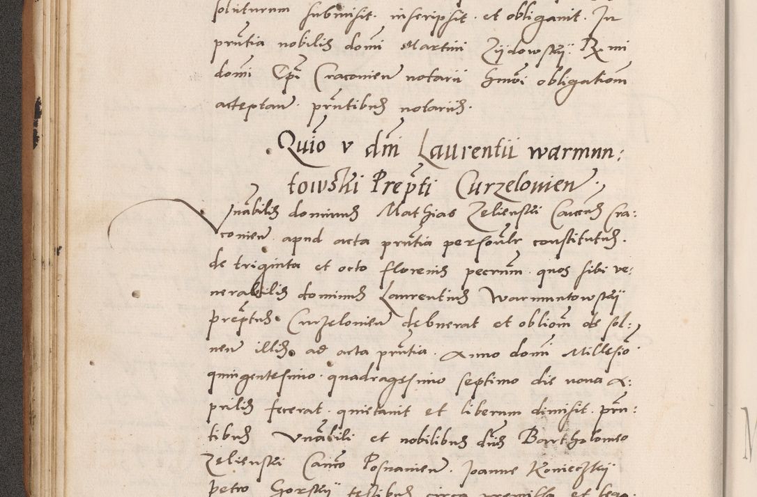 Zdjęcie nr 76 dla obiektu archiwalnego: Acta actorum causarum, sentenciarum tam diffinitivarum quam interlocutoriarum et obligacionum coram reverendo domino Petro Mischkowski custode Kielcensi, canonico vicarioque in spiritualibus generali Cracoviensi ad annum Domini millesimum quingentesimum octavum, cuius indicio est sexta, pontificatus sanctissimi in Christo patris et domini nostri domini Pauli divina providencia pape tercii feliciter moderni, anno coronacionis quarto decimo continuantur