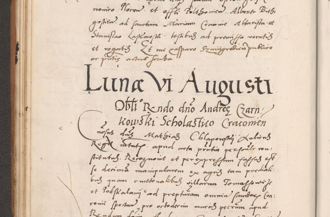 Zdjęcie nr 70 dla obiektu archiwalnego: Acta actorum causarum, sentenciarum tam diffinitivarum quam interlocutoriarum et obligacionum coram reverendo domino Petro Mischkowski custode Kielcensi, canonico vicarioque in spiritualibus generali Cracoviensi ad annum Domini millesimum quingentesimum octavum, cuius indicio est sexta, pontificatus sanctissimi in Christo patris et domini nostri domini Pauli divina providencia pape tercii feliciter moderni, anno coronacionis quarto decimo continuantur