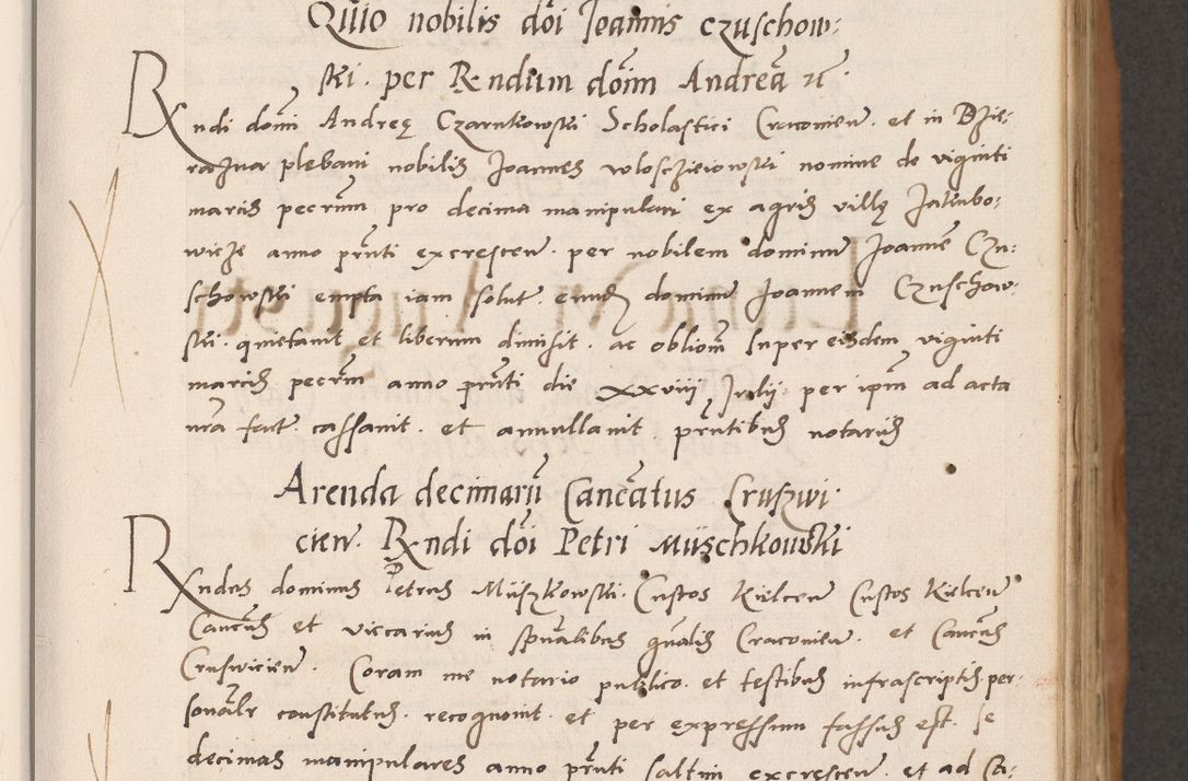 Zdjęcie nr 69 dla obiektu archiwalnego: Acta actorum causarum, sentenciarum tam diffinitivarum quam interlocutoriarum et obligacionum coram reverendo domino Petro Mischkowski custode Kielcensi, canonico vicarioque in spiritualibus generali Cracoviensi ad annum Domini millesimum quingentesimum octavum, cuius indicio est sexta, pontificatus sanctissimi in Christo patris et domini nostri domini Pauli divina providencia pape tercii feliciter moderni, anno coronacionis quarto decimo continuantur