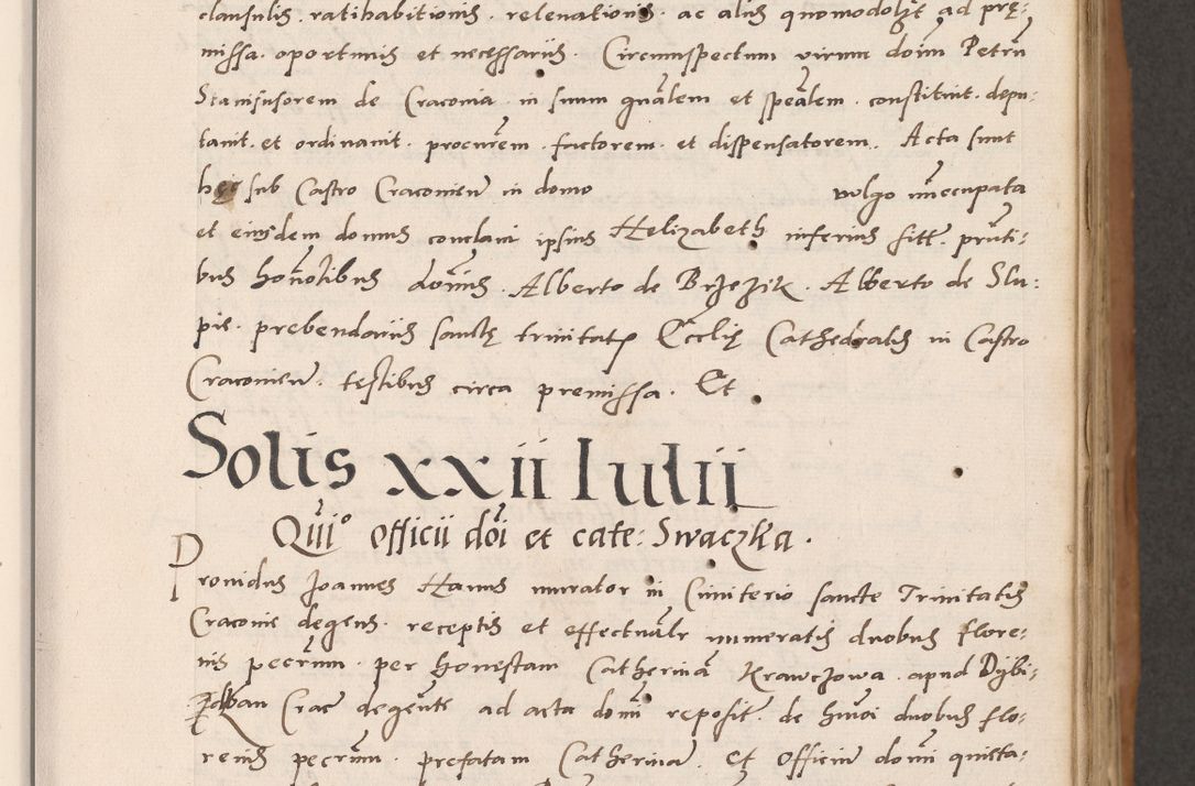 Zdjęcie nr 55 dla obiektu archiwalnego: Acta actorum causarum, sentenciarum tam diffinitivarum quam interlocutoriarum et obligacionum coram reverendo domino Petro Mischkowski custode Kielcensi, canonico vicarioque in spiritualibus generali Cracoviensi ad annum Domini millesimum quingentesimum octavum, cuius indicio est sexta, pontificatus sanctissimi in Christo patris et domini nostri domini Pauli divina providencia pape tercii feliciter moderni, anno coronacionis quarto decimo continuantur