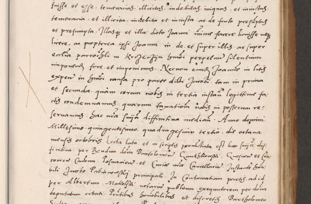 Zdjęcie nr 47 dla obiektu archiwalnego: Acta actorum causarum, sentenciarum tam diffinitivarum quam interlocutoriarum et obligacionum coram reverendo domino Petro Mischkowski custode Kielcensi, canonico vicarioque in spiritualibus generali Cracoviensi ad annum Domini millesimum quingentesimum octavum, cuius indicio est sexta, pontificatus sanctissimi in Christo patris et domini nostri domini Pauli divina providencia pape tercii feliciter moderni, anno coronacionis quarto decimo continuantur