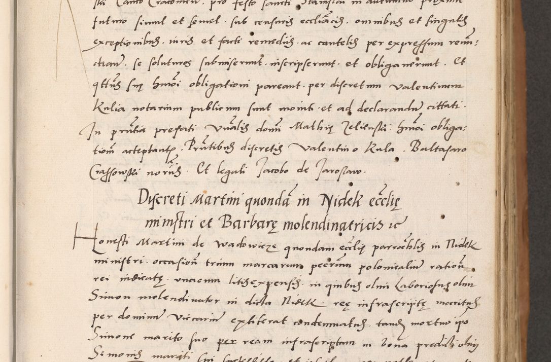 Zdjęcie nr 35 dla obiektu archiwalnego: Acta actorum causarum, sentenciarum tam diffinitivarum quam interlocutoriarum et obligacionum coram reverendo domino Petro Mischkowski custode Kielcensi, canonico vicarioque in spiritualibus generali Cracoviensi ad annum Domini millesimum quingentesimum octavum, cuius indicio est sexta, pontificatus sanctissimi in Christo patris et domini nostri domini Pauli divina providencia pape tercii feliciter moderni, anno coronacionis quarto decimo continuantur