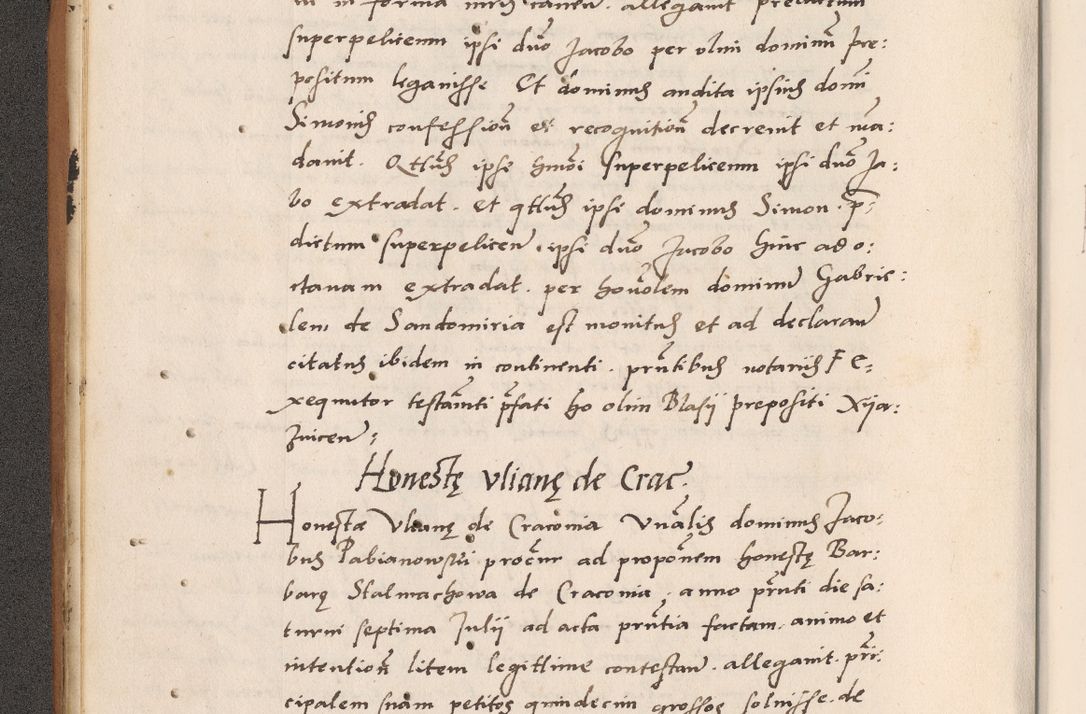 Zdjęcie nr 26 dla obiektu archiwalnego: Acta actorum causarum, sentenciarum tam diffinitivarum quam interlocutoriarum et obligacionum coram reverendo domino Petro Mischkowski custode Kielcensi, canonico vicarioque in spiritualibus generali Cracoviensi ad annum Domini millesimum quingentesimum octavum, cuius indicio est sexta, pontificatus sanctissimi in Christo patris et domini nostri domini Pauli divina providencia pape tercii feliciter moderni, anno coronacionis quarto decimo continuantur