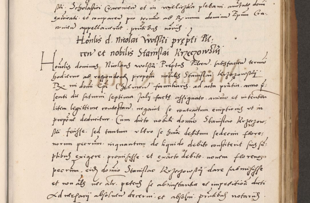 Zdjęcie nr 27 dla obiektu archiwalnego: Acta actorum causarum, sentenciarum tam diffinitivarum quam interlocutoriarum et obligacionum coram reverendo domino Petro Mischkowski custode Kielcensi, canonico vicarioque in spiritualibus generali Cracoviensi ad annum Domini millesimum quingentesimum octavum, cuius indicio est sexta, pontificatus sanctissimi in Christo patris et domini nostri domini Pauli divina providencia pape tercii feliciter moderni, anno coronacionis quarto decimo continuantur