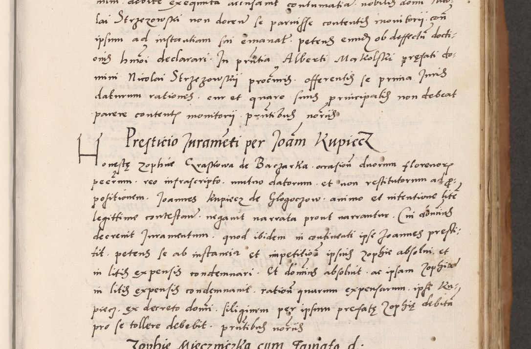 Zdjęcie nr 23 dla obiektu archiwalnego: Acta actorum causarum, sentenciarum tam diffinitivarum quam interlocutoriarum et obligacionum coram reverendo domino Petro Mischkowski custode Kielcensi, canonico vicarioque in spiritualibus generali Cracoviensi ad annum Domini millesimum quingentesimum octavum, cuius indicio est sexta, pontificatus sanctissimi in Christo patris et domini nostri domini Pauli divina providencia pape tercii feliciter moderni, anno coronacionis quarto decimo continuantur