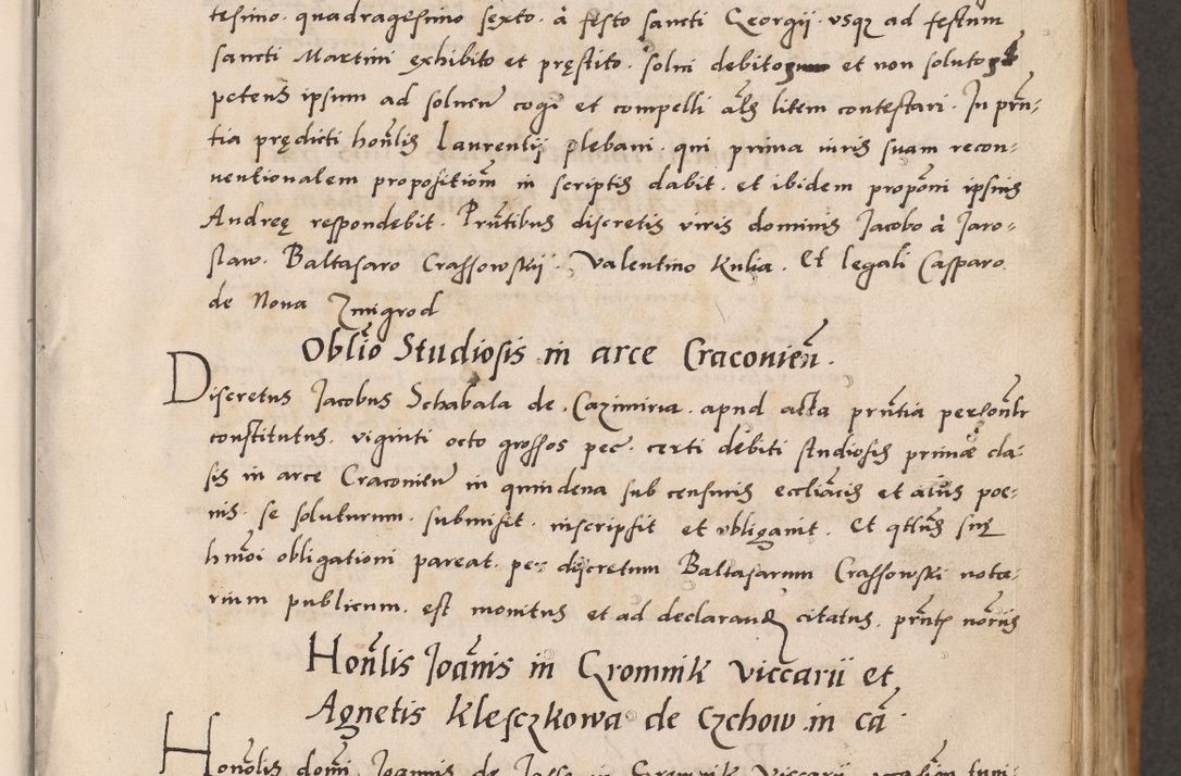 Zdjęcie nr 9 dla obiektu archiwalnego: Acta actorum causarum, sentenciarum tam diffinitivarum quam interlocutoriarum et obligacionum coram reverendo domino Petro Mischkowski custode Kielcensi, canonico vicarioque in spiritualibus generali Cracoviensi ad annum Domini millesimum quingentesimum octavum, cuius indicio est sexta, pontificatus sanctissimi in Christo patris et domini nostri domini Pauli divina providencia pape tercii feliciter moderni, anno coronacionis quarto decimo continuantur