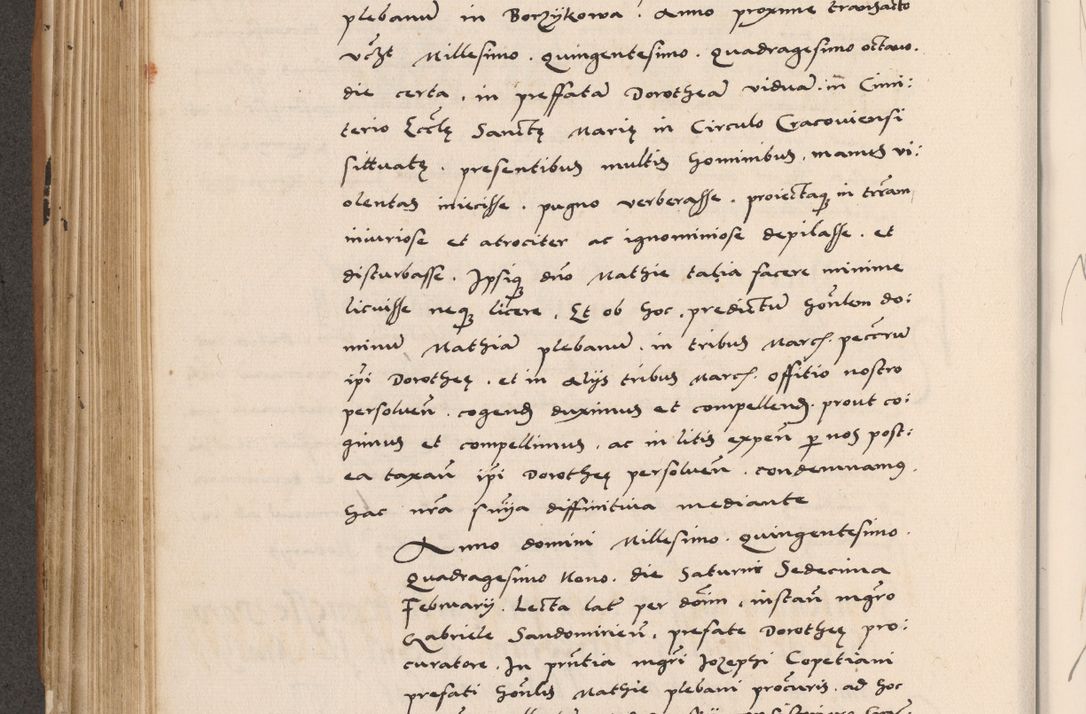 Zdjęcie nr 402 dla obiektu archiwalnego: Acta actorum causarum, sentenciarum tam diffinitivarum quam interlocutoriarum et obligacionum coram reverendo domino Petro Mischkowski custode Kielcensi, canonico vicarioque in spiritualibus generali Cracoviensi ad annum Domini millesimum quingentesimum octavum, cuius indicio est sexta, pontificatus sanctissimi in Christo patris et domini nostri domini Pauli divina providencia pape tercii feliciter moderni, anno coronacionis quarto decimo continuantur