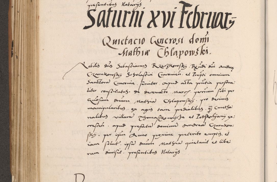 Zdjęcie nr 400 dla obiektu archiwalnego: Acta actorum causarum, sentenciarum tam diffinitivarum quam interlocutoriarum et obligacionum coram reverendo domino Petro Mischkowski custode Kielcensi, canonico vicarioque in spiritualibus generali Cracoviensi ad annum Domini millesimum quingentesimum octavum, cuius indicio est sexta, pontificatus sanctissimi in Christo patris et domini nostri domini Pauli divina providencia pape tercii feliciter moderni, anno coronacionis quarto decimo continuantur