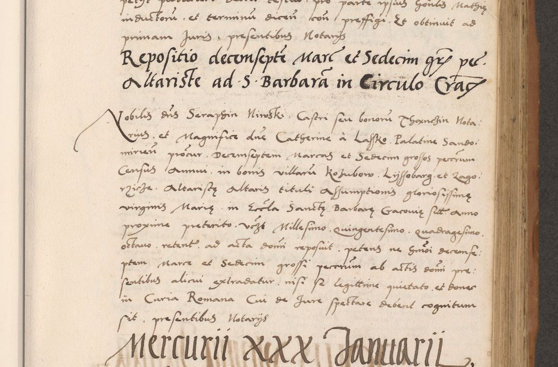 Zdjęcie nr 363 dla obiektu archiwalnego: Acta actorum causarum, sentenciarum tam diffinitivarum quam interlocutoriarum et obligacionum coram reverendo domino Petro Mischkowski custode Kielcensi, canonico vicarioque in spiritualibus generali Cracoviensi ad annum Domini millesimum quingentesimum octavum, cuius indicio est sexta, pontificatus sanctissimi in Christo patris et domini nostri domini Pauli divina providencia pape tercii feliciter moderni, anno coronacionis quarto decimo continuantur