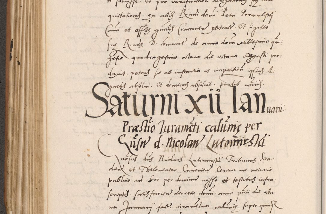 Zdjęcie nr 324 dla obiektu archiwalnego: Acta actorum causarum, sentenciarum tam diffinitivarum quam interlocutoriarum et obligacionum coram reverendo domino Petro Mischkowski custode Kielcensi, canonico vicarioque in spiritualibus generali Cracoviensi ad annum Domini millesimum quingentesimum octavum, cuius indicio est sexta, pontificatus sanctissimi in Christo patris et domini nostri domini Pauli divina providencia pape tercii feliciter moderni, anno coronacionis quarto decimo continuantur