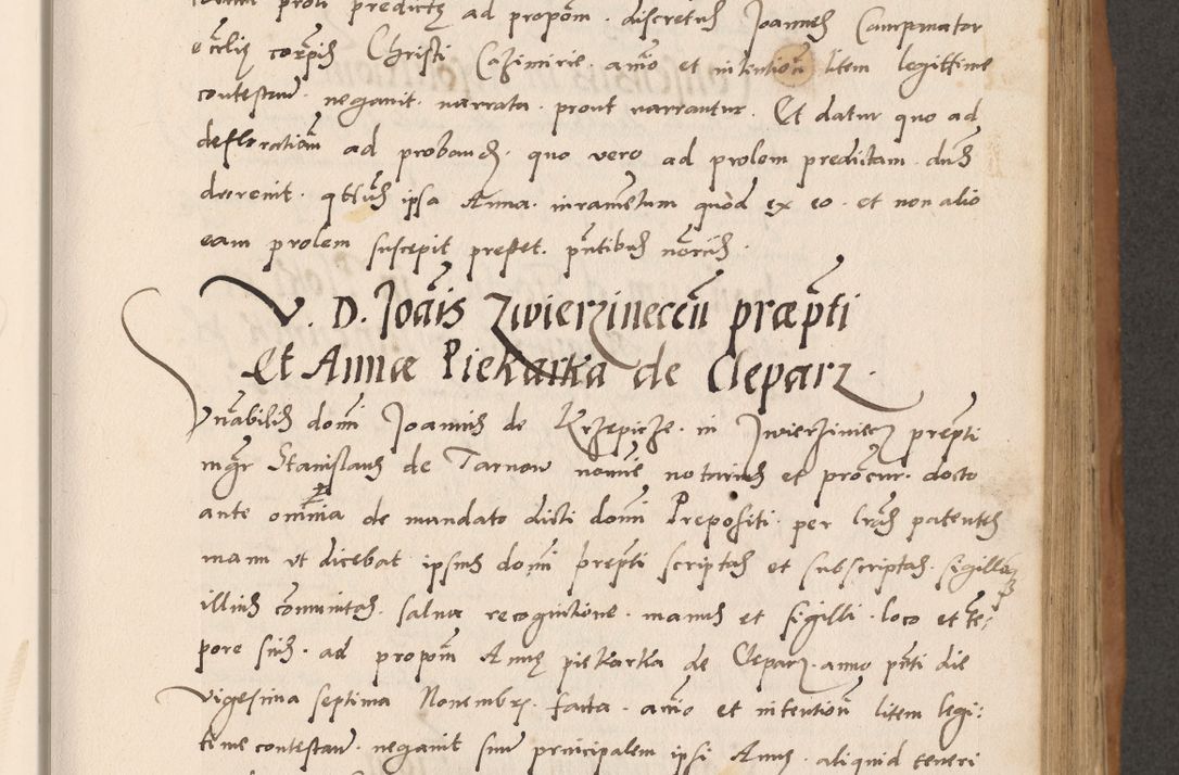 Zdjęcie nr 247 dla obiektu archiwalnego: Acta actorum causarum, sentenciarum tam diffinitivarum quam interlocutoriarum et obligacionum coram reverendo domino Petro Mischkowski custode Kielcensi, canonico vicarioque in spiritualibus generali Cracoviensi ad annum Domini millesimum quingentesimum octavum, cuius indicio est sexta, pontificatus sanctissimi in Christo patris et domini nostri domini Pauli divina providencia pape tercii feliciter moderni, anno coronacionis quarto decimo continuantur