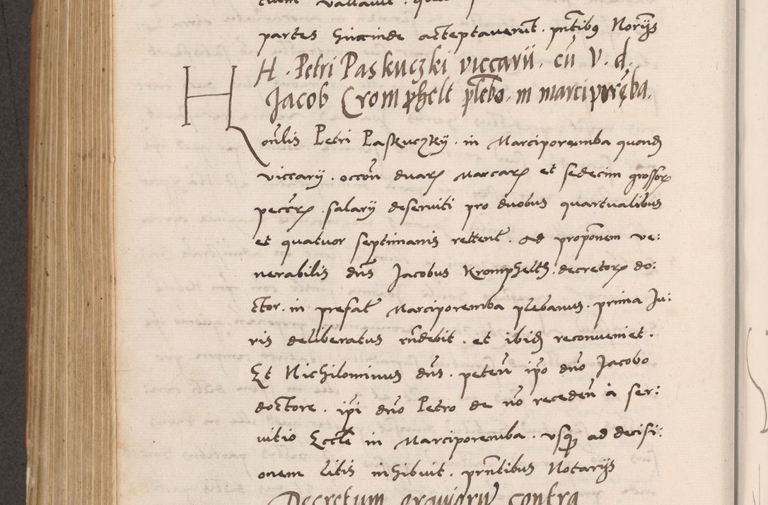 Zdjęcie nr 594 dla obiektu archiwalnego: Acta actorum causarum, sentenciarum tam diffinitivarum quam interlocutoriarum et obligacionum coram reverendo domino Petro Mischkowski custode Kielcensi, canonico vicarioque in spiritualibus generali Cracoviensi ad annum Domini millesimum quingentesimum octavum, cuius indicio est sexta, pontificatus sanctissimi in Christo patris et domini nostri domini Pauli divina providencia pape tercii feliciter moderni, anno coronacionis quarto decimo continuantur