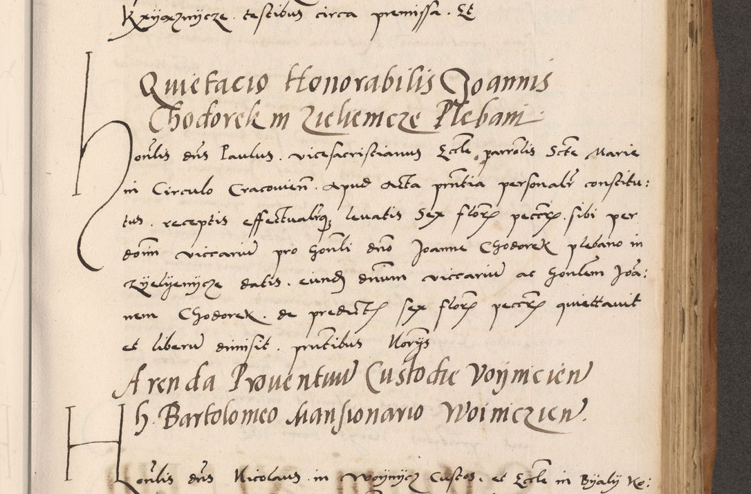 Zdjęcie nr 561 dla obiektu archiwalnego: Acta actorum causarum, sentenciarum tam diffinitivarum quam interlocutoriarum et obligacionum coram reverendo domino Petro Mischkowski custode Kielcensi, canonico vicarioque in spiritualibus generali Cracoviensi ad annum Domini millesimum quingentesimum octavum, cuius indicio est sexta, pontificatus sanctissimi in Christo patris et domini nostri domini Pauli divina providencia pape tercii feliciter moderni, anno coronacionis quarto decimo continuantur