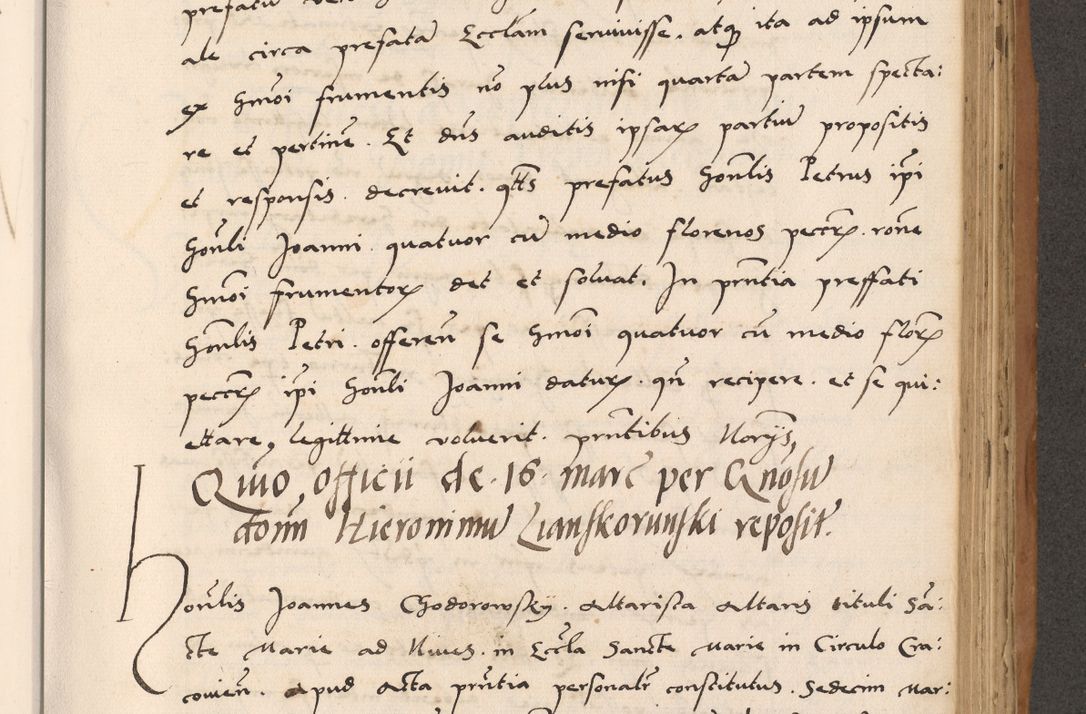 Zdjęcie nr 555 dla obiektu archiwalnego: Acta actorum causarum, sentenciarum tam diffinitivarum quam interlocutoriarum et obligacionum coram reverendo domino Petro Mischkowski custode Kielcensi, canonico vicarioque in spiritualibus generali Cracoviensi ad annum Domini millesimum quingentesimum octavum, cuius indicio est sexta, pontificatus sanctissimi in Christo patris et domini nostri domini Pauli divina providencia pape tercii feliciter moderni, anno coronacionis quarto decimo continuantur
