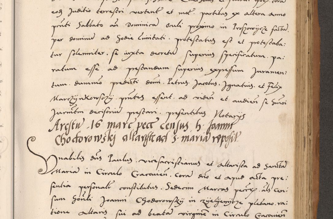 Zdjęcie nr 549 dla obiektu archiwalnego: Acta actorum causarum, sentenciarum tam diffinitivarum quam interlocutoriarum et obligacionum coram reverendo domino Petro Mischkowski custode Kielcensi, canonico vicarioque in spiritualibus generali Cracoviensi ad annum Domini millesimum quingentesimum octavum, cuius indicio est sexta, pontificatus sanctissimi in Christo patris et domini nostri domini Pauli divina providencia pape tercii feliciter moderni, anno coronacionis quarto decimo continuantur