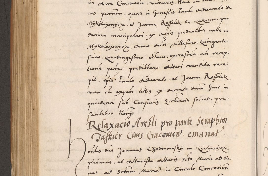 Zdjęcie nr 550 dla obiektu archiwalnego: Acta actorum causarum, sentenciarum tam diffinitivarum quam interlocutoriarum et obligacionum coram reverendo domino Petro Mischkowski custode Kielcensi, canonico vicarioque in spiritualibus generali Cracoviensi ad annum Domini millesimum quingentesimum octavum, cuius indicio est sexta, pontificatus sanctissimi in Christo patris et domini nostri domini Pauli divina providencia pape tercii feliciter moderni, anno coronacionis quarto decimo continuantur