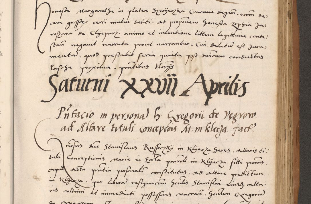 Zdjęcie nr 537 dla obiektu archiwalnego: Acta actorum causarum, sentenciarum tam diffinitivarum quam interlocutoriarum et obligacionum coram reverendo domino Petro Mischkowski custode Kielcensi, canonico vicarioque in spiritualibus generali Cracoviensi ad annum Domini millesimum quingentesimum octavum, cuius indicio est sexta, pontificatus sanctissimi in Christo patris et domini nostri domini Pauli divina providencia pape tercii feliciter moderni, anno coronacionis quarto decimo continuantur