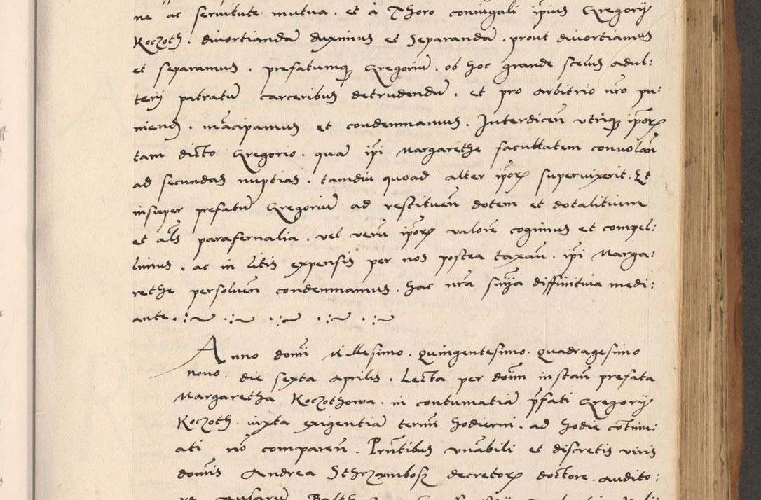 Zdjęcie nr 499 dla obiektu archiwalnego: Acta actorum causarum, sentenciarum tam diffinitivarum quam interlocutoriarum et obligacionum coram reverendo domino Petro Mischkowski custode Kielcensi, canonico vicarioque in spiritualibus generali Cracoviensi ad annum Domini millesimum quingentesimum octavum, cuius indicio est sexta, pontificatus sanctissimi in Christo patris et domini nostri domini Pauli divina providencia pape tercii feliciter moderni, anno coronacionis quarto decimo continuantur