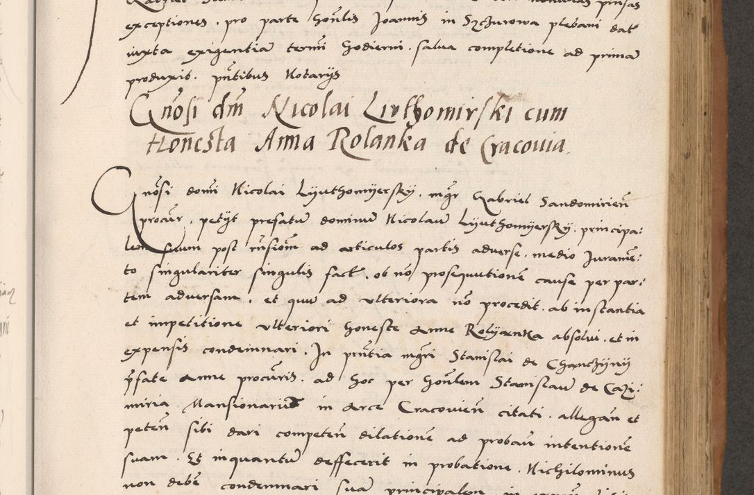 Zdjęcie nr 421 dla obiektu archiwalnego: Acta actorum causarum, sentenciarum tam diffinitivarum quam interlocutoriarum et obligacionum coram reverendo domino Petro Mischkowski custode Kielcensi, canonico vicarioque in spiritualibus generali Cracoviensi ad annum Domini millesimum quingentesimum octavum, cuius indicio est sexta, pontificatus sanctissimi in Christo patris et domini nostri domini Pauli divina providencia pape tercii feliciter moderni, anno coronacionis quarto decimo continuantur