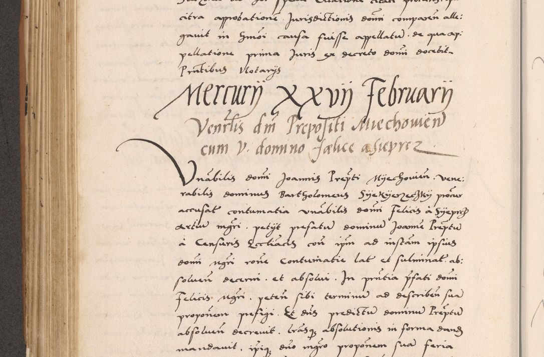 Zdjęcie nr 424 dla obiektu archiwalnego: Acta actorum causarum, sentenciarum tam diffinitivarum quam interlocutoriarum et obligacionum coram reverendo domino Petro Mischkowski custode Kielcensi, canonico vicarioque in spiritualibus generali Cracoviensi ad annum Domini millesimum quingentesimum octavum, cuius indicio est sexta, pontificatus sanctissimi in Christo patris et domini nostri domini Pauli divina providencia pape tercii feliciter moderni, anno coronacionis quarto decimo continuantur