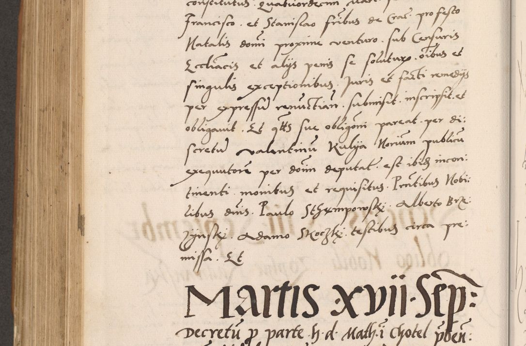 Zdjęcie nr 738 dla obiektu archiwalnego: Acta actorum causarum, sentenciarum tam diffinitivarum quam interlocutoriarum et obligacionum coram reverendo domino Petro Mischkowski custode Kielcensi, canonico vicarioque in spiritualibus generali Cracoviensi ad annum Domini millesimum quingentesimum octavum, cuius indicio est sexta, pontificatus sanctissimi in Christo patris et domini nostri domini Pauli divina providencia pape tercii feliciter moderni, anno coronacionis quarto decimo continuantur