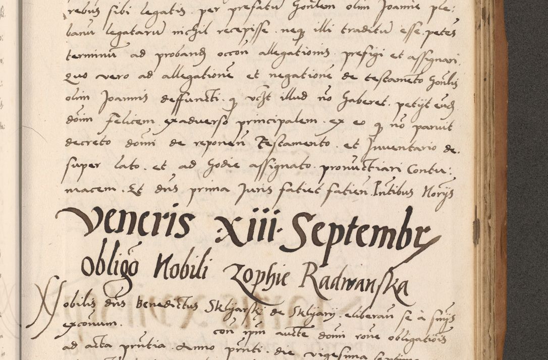 Zdjęcie nr 737 dla obiektu archiwalnego: Acta actorum causarum, sentenciarum tam diffinitivarum quam interlocutoriarum et obligacionum coram reverendo domino Petro Mischkowski custode Kielcensi, canonico vicarioque in spiritualibus generali Cracoviensi ad annum Domini millesimum quingentesimum octavum, cuius indicio est sexta, pontificatus sanctissimi in Christo patris et domini nostri domini Pauli divina providencia pape tercii feliciter moderni, anno coronacionis quarto decimo continuantur